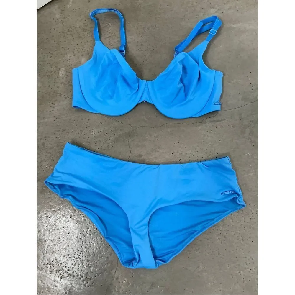 Skims Signature Swim Underwire Full Coverage Bikini | Blue in Small